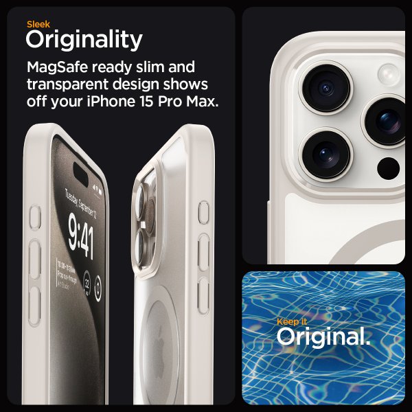 Spigen iPhone 15 Pro Max Cover Ultra Hybrid MagFit Frost Natural Titanium