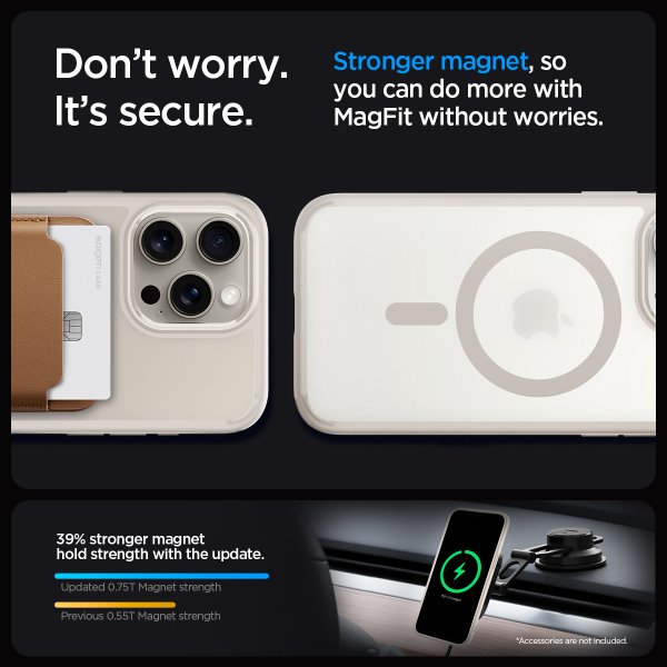 Spigen iPhone 15 Pro Max Cover Ultra Hybrid MagFit Frost Natural Titanium