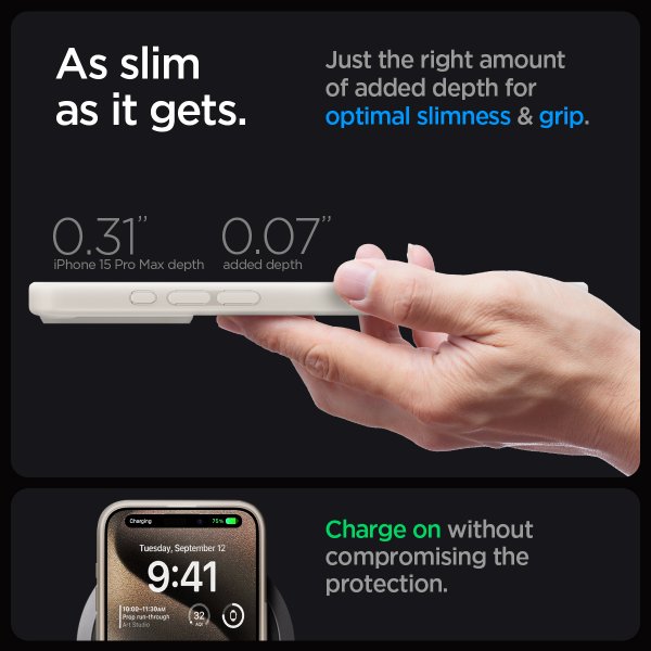 Spigen iPhone 15 Pro Max Cover Ultra Hybrid MagFit Frost Natural Titanium