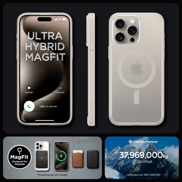 Spigen iPhone 15 Pro Max Cover Ultra Hybrid MagFit Frost Natural Titanium