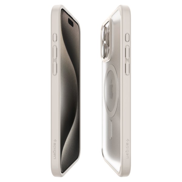 Spigen iPhone 15 Pro Cover Ultra Hybrid MagFit Frost Natural Titanium