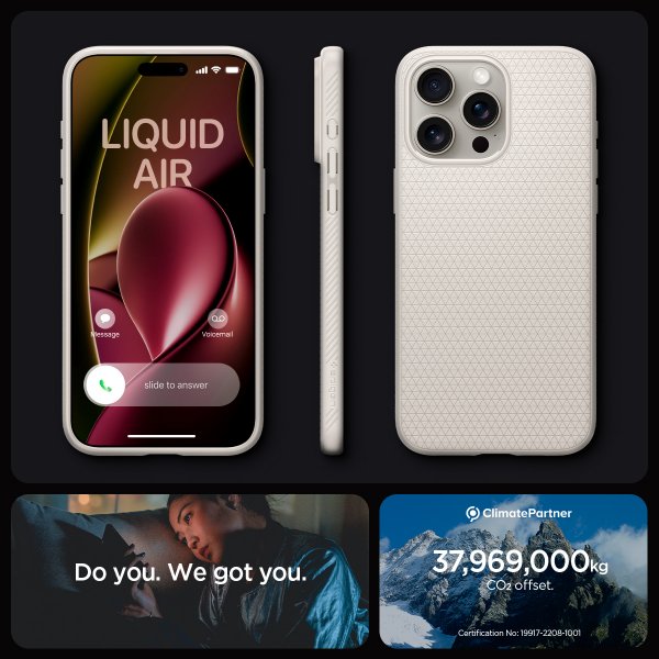 Spigen iPhone 15 Pro Cover Liquid Air Natural Titanium