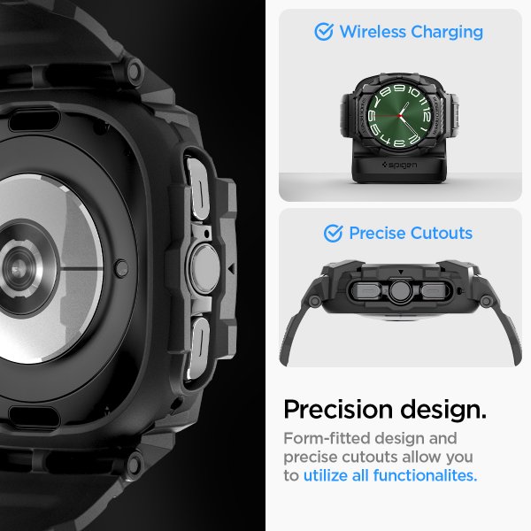 Spigen Samsung Galaxy Watch Ultra Armbånd og Etui Rugged Armor Pro Matte Black