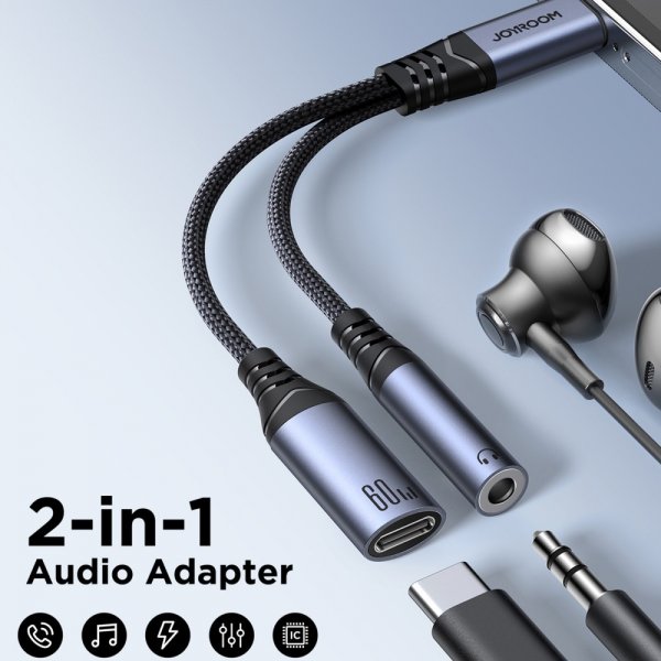 Joyroom Adapter 2-i-1 Audio Adapter USB-C til 3.5mm+USB-C