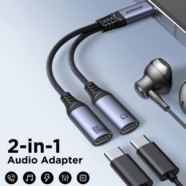 Joyroom Adapter 2-i-1 Audio Adapter USB-C til dobbelt USB-C