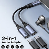 Joyroom Adapter 2-i-1 Audio Adapter USB-C til dobbelt USB-C