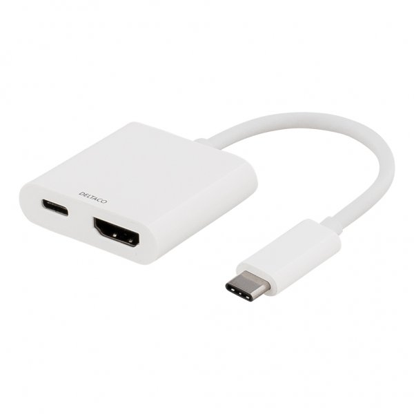 Deltaco Adapter USB-C til HDMI 60W Hvid