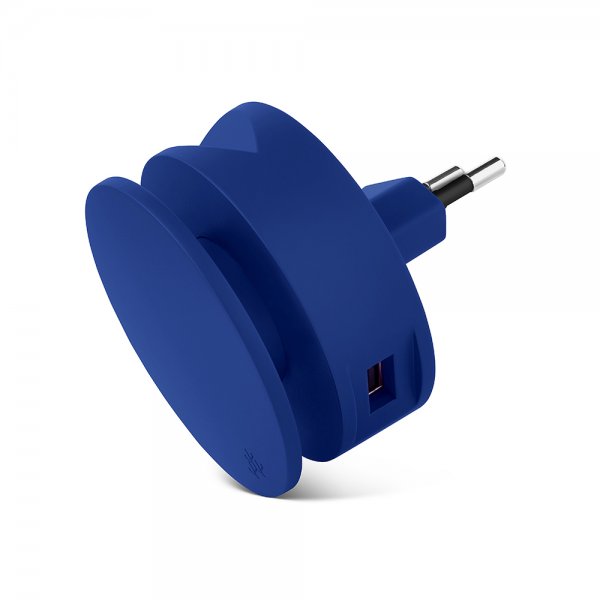 Usbepower AERO MINI Dobbelt USB-oplader Stativ og Kabeloprul til iPhone Blå