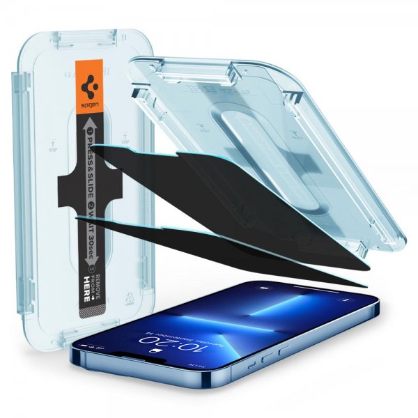 Spigen iPhone 13 Pro Max/iPhone 14 Plus Skærmbeskyttelse GLAS.tR EZ Fit Privacy 2-pak