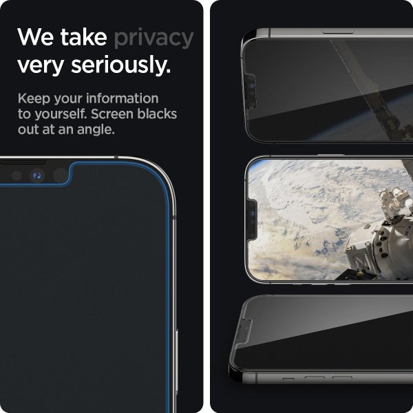 Spigen iPhone 13 Pro Max/iPhone 14 Plus Skærmbeskyttelse GLAS.tR EZ Fit Privacy 2-pak