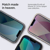 Spigen iPhone 13/13 Pro/14/16e/17e Skærmbeskyttelse GLAS.tR EZ Fit Privacy 2-pak