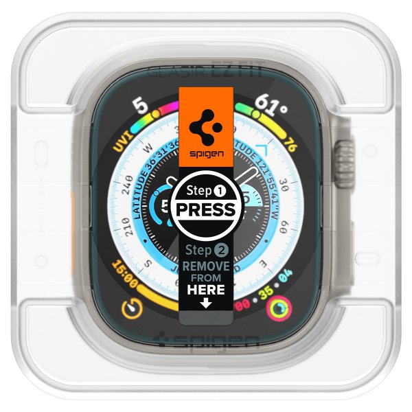 Spigen Apple Watch Ultra Skærmbeskytter GLAS.tR EZ Fit 2-pak