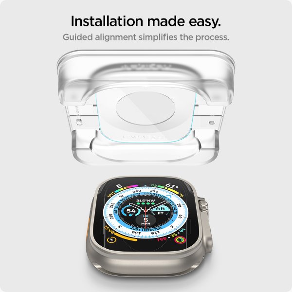 Spigen Apple Watch Ultra Skærmbeskytter GLAS.tR EZ Fit 2-pak