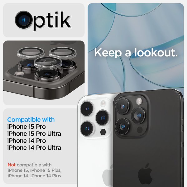 Spigen iPhone 14/15/16/17 Pro & Pro Max Kamerabeskyttelse GLAS.tR EZ Fit Optik Pro 2-pak Crystal Clear