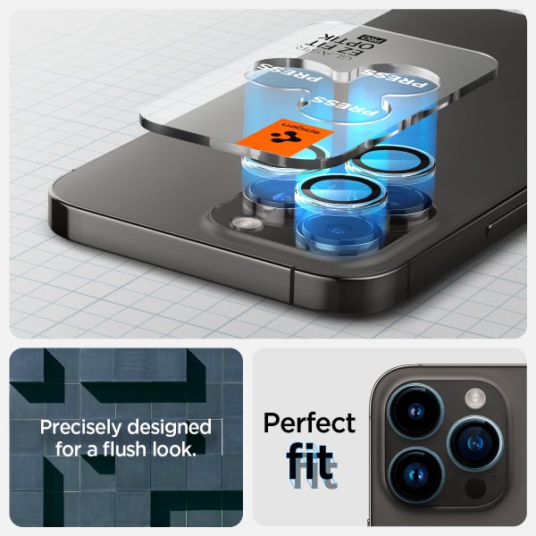 Spigen iPhone 14/15/16/17 Pro & Pro Max Kamerabeskyttelse GLAS.tR EZ Fit Optik Pro 2-pak Crystal Clear