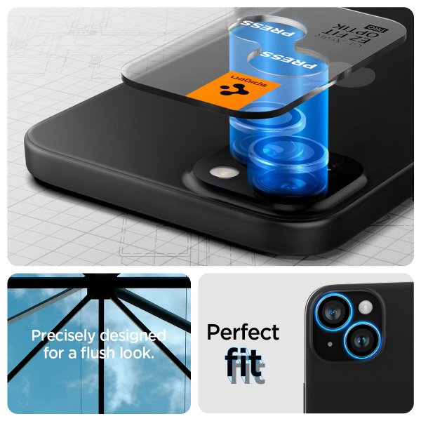 Spigen iPhone 14/15/14 Plus/15 Plus Kamerabeskyttelse GLAS.tR EZ Fit Optik Pro Crystal Clear 2-pak