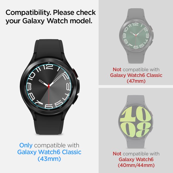Spigen Samsung Galaxy Watch 6 Classic 43mm Skærmbeskytter GLAS.tR EZ Fit 2-pak