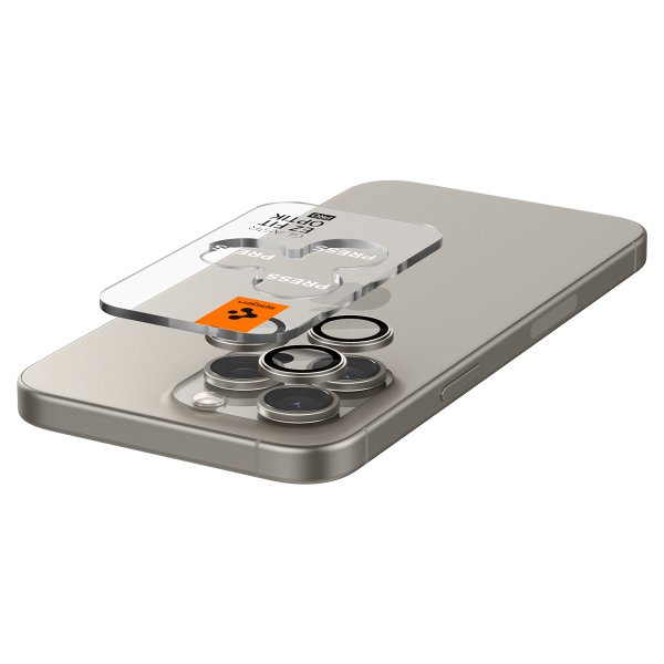 Spigen iPhone 15 Pro/iPhone 15 Pro Max Kamerabeskyttelse GLAS.tR EZ Fit Optik Pro 2-pak Natural Titanium