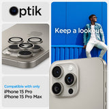Spigen iPhone 15 Pro/iPhone 15 Pro Max Kamerabeskyttelse GLAS.tR EZ Fit Optik Pro 2-pak Natural Titanium