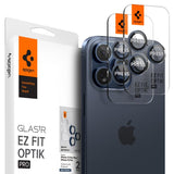 Spigen iPhone 15 Pro/iPhone 15 Pro Max Kamerabeskyttelse GLAS.tR EZ Fit Optik Pro 2-pak Blue Titanium