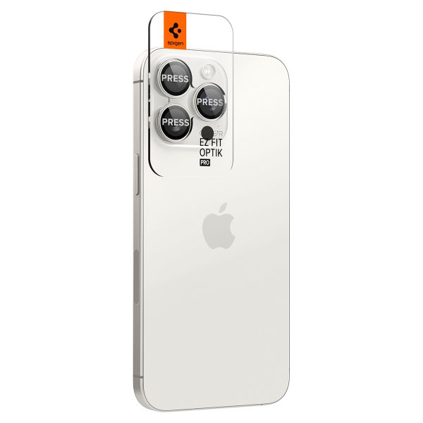 Spigen iPhone 15 Pro/iPhone 15 Pro Max Kamerabeskyttelse GLAS.tR EZ Fit Optik Pro 2-pak White Titanium