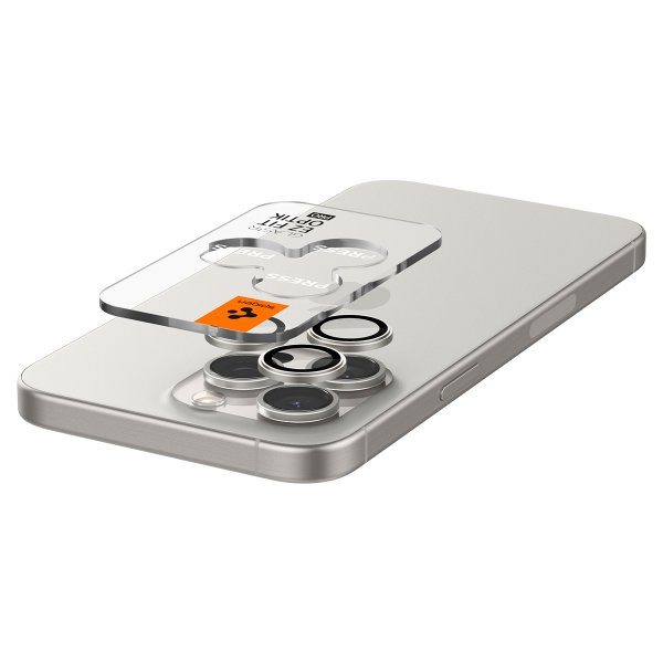 Spigen iPhone 15 Pro/iPhone 15 Pro Max Kamerabeskyttelse GLAS.tR EZ Fit Optik Pro 2-pak White Titanium