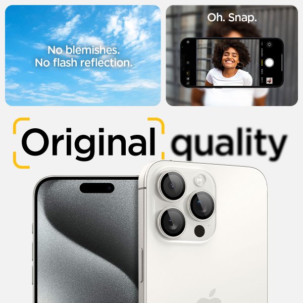 Spigen iPhone 15 Pro/iPhone 15 Pro Max Kamerabeskyttelse GLAS.tR EZ Fit Optik Pro 2-pak White Titanium