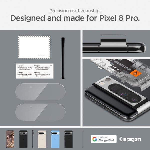 Spigen Google Pixel 8 Pro Kamerabeskyttelsesglas Glas.tR EZ Fit Optik Crystal Clear 2-pak