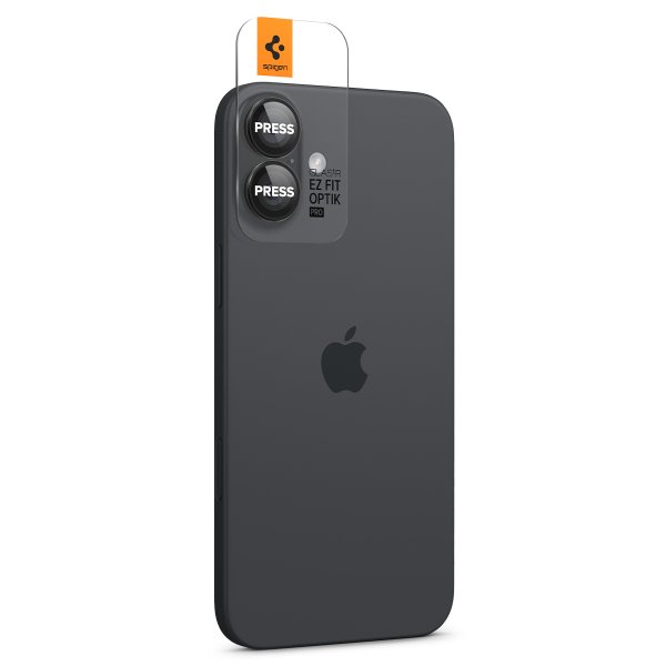 Spigen iPhone 16/iPhone 16 Plus Kamerabeskyttelse GLAS.tR EZ Fit Optik Pro 2-pak Sort