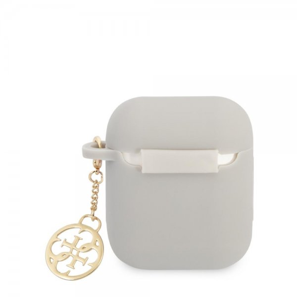 Guess AirPods 1/2 Cover Classic Logo 4G Charm Grå