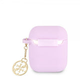 Guess AirPods 1/2 Cover Classic Logo 4G Charm Lilla