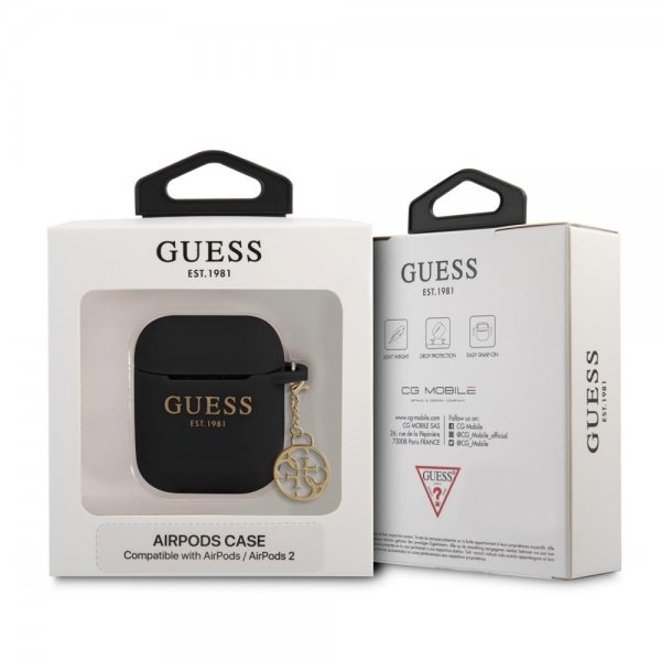Guess AirPods 1/2 Cover Classic Logo 4G Charm Sort