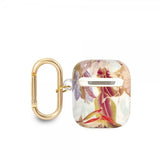 Guess AirPods 1/2 Cover Blomstret print & Gold Hook Lilla