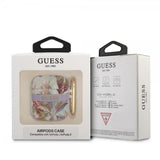 Guess AirPods 1/2 Cover Blomstret print & Gold Hook Lilla