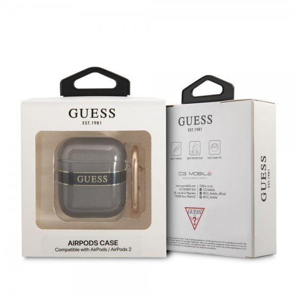 Guess AirPods 1/2 Cover Printed Stripe & Gold Hook Sort