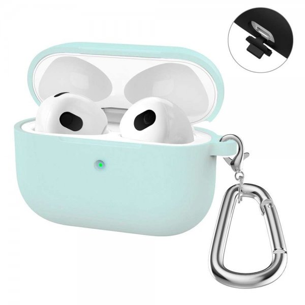 Enkay AirPods 3 Silikone Cover med Karabinhage Lysegrøn