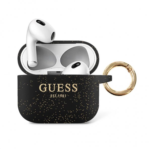 Guess AirPods 3 Etui Printed Logo Sort