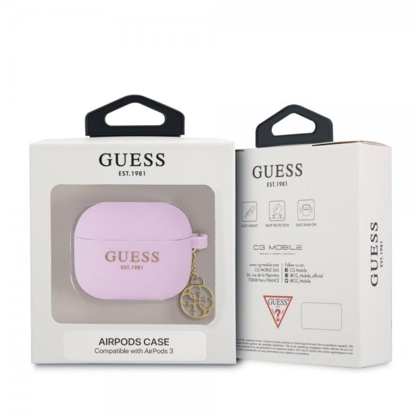 Guess AirPods 3 Etui Classic Logo 4G Charm Lilla