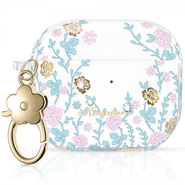 Kingxbar AirPods 3 Etui Flora Series Rosa Blå