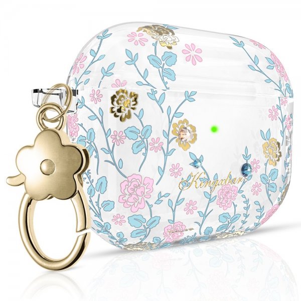 Kingxbar AirPods 3 Etui Flora Series Rosa Blå