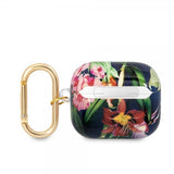 Guess AirPods 3 Etui Blomsterprint & Guldkrog Blå