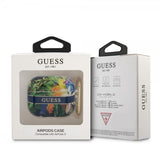 Guess AirPods 3 Etui Blomsterprint & Guldkrog Blå