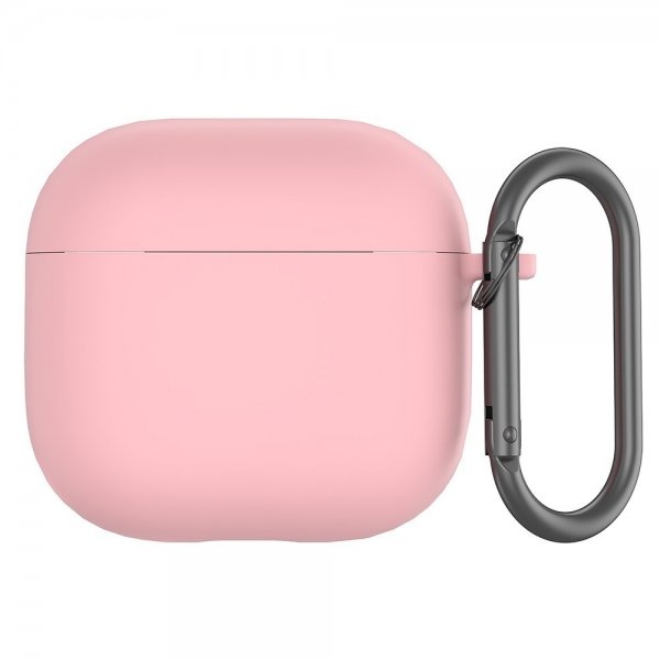 AirPods 4 Silikone Cover med Karabinhage Rosa