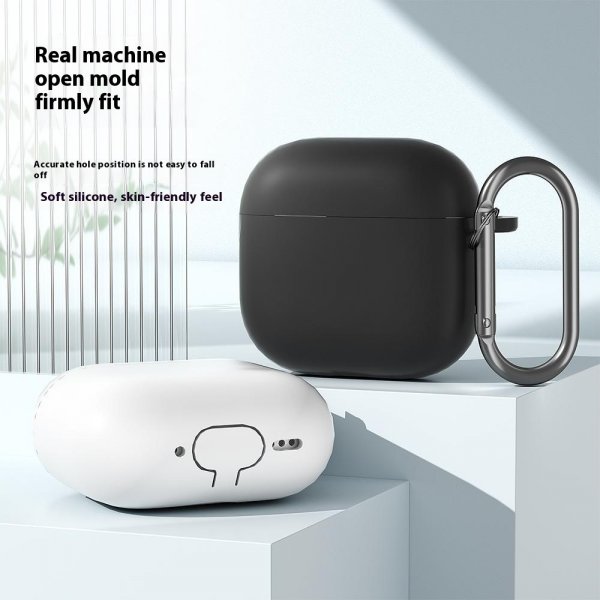 AirPods 4 Silikone Cover med Karabinhage Rosa