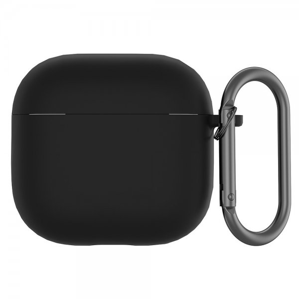 AirPods 4 Silikone Cover med Karabin Krog Sort