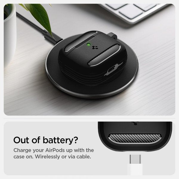 Spigen AirPods 4 Skal Rugged Armor Matte Black
