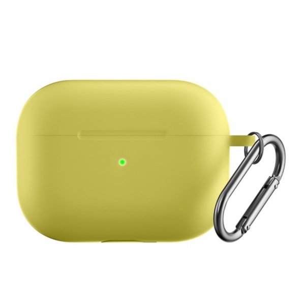 AirPods Pro 2 Cover i Silikone med Karabinhage Gul