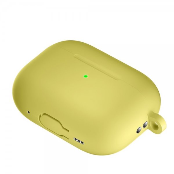 AirPods Pro 2 Cover i Silikone med Karabinhage Gul
