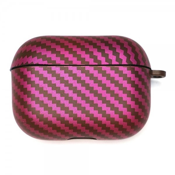 AirPods Pro 2 Cover Kulfiberstruktur Sort Magenta