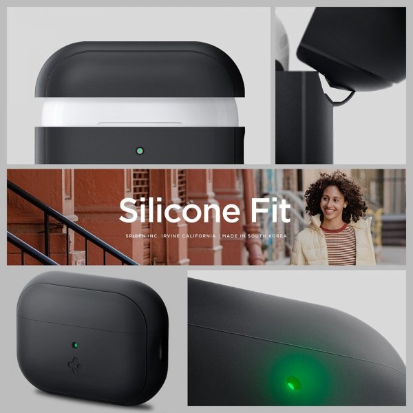 Spigen AirPods Pro 2 Skal Silicone Fit + Rem Sort